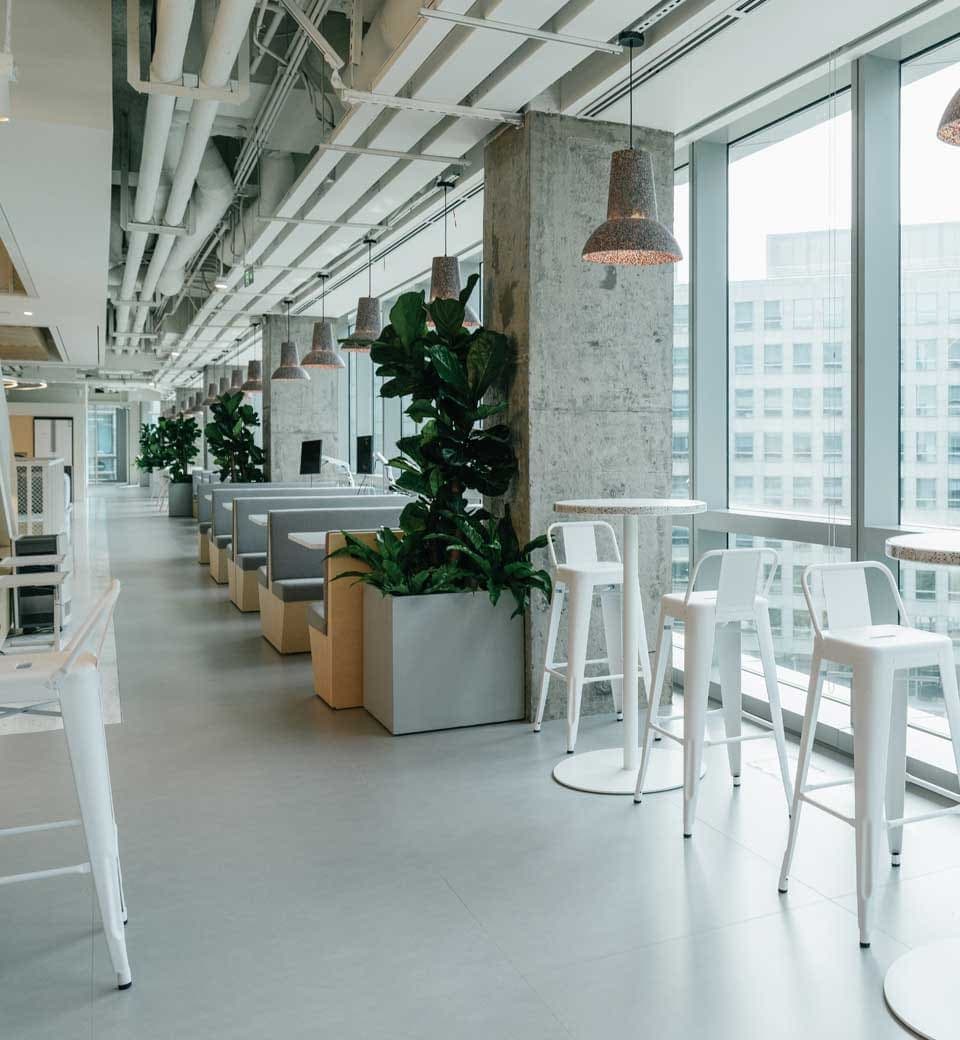 Light industrial unit interior with exposed steel structure
