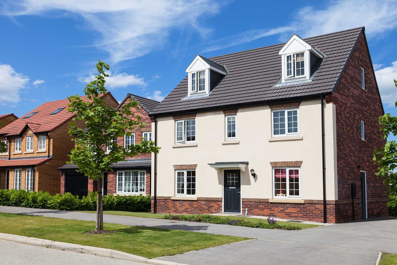 Detached houses on a modern residential street