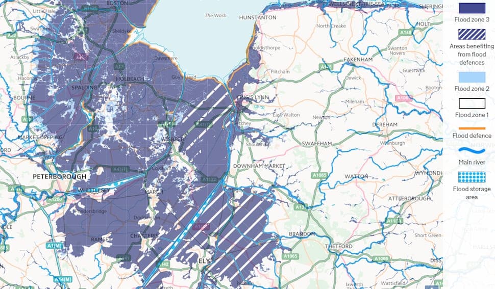 Flood risk mapping extract used within a Paddick Engineering flood risk assessment